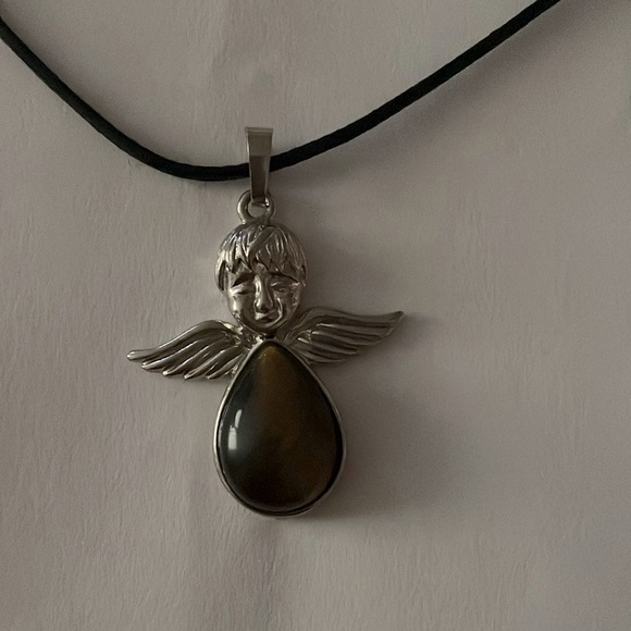 Tiger Eye Angel Necklace - Picture 2 of 2